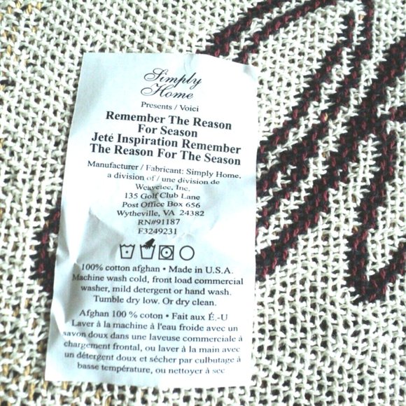 Afghan Throw Simply Home Remember the Reason for the Season 39" x 52" Cotton NEW - Picture 2 of 2